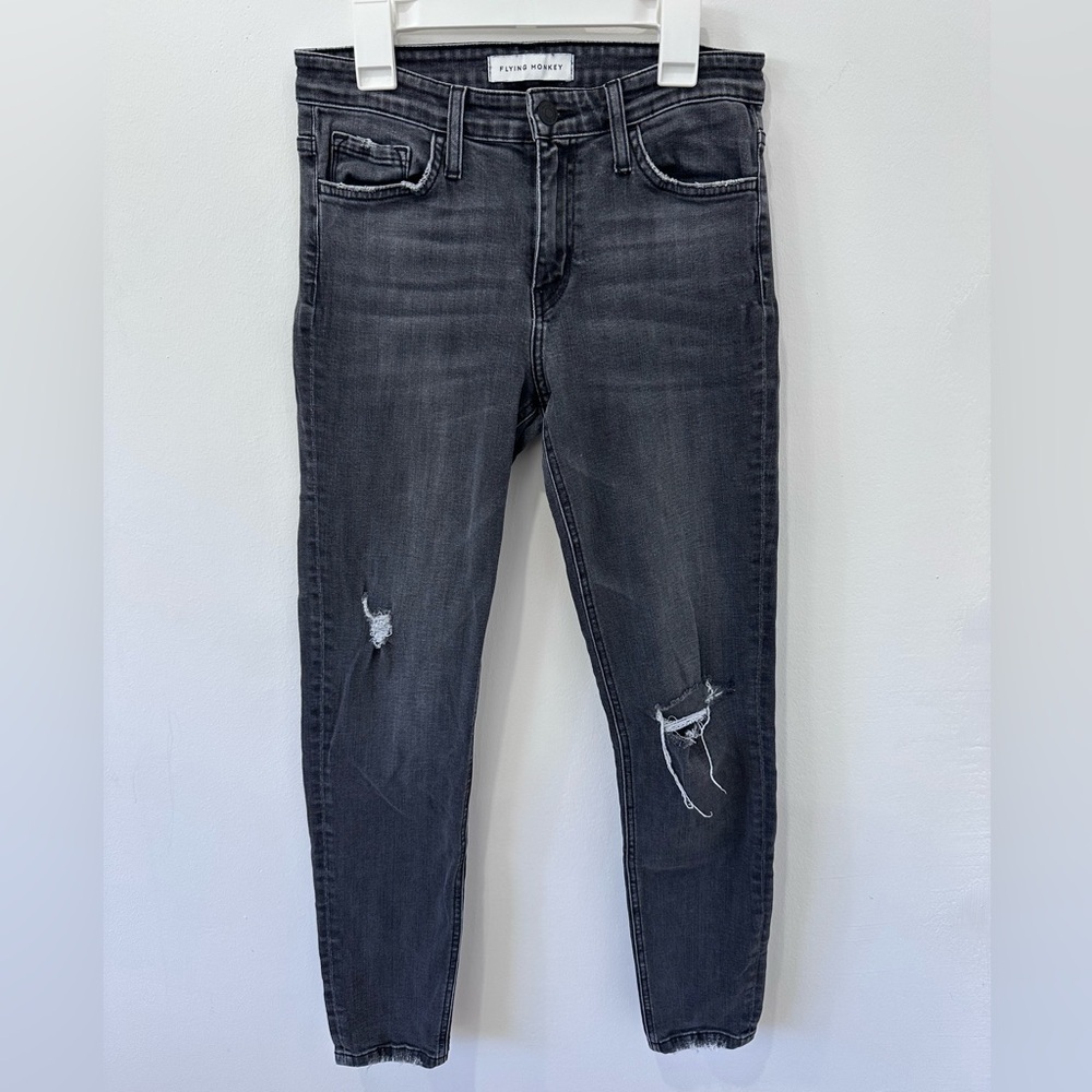 Flying Monkey Women’s Black Washed Distressed Skinny Jeans - 27